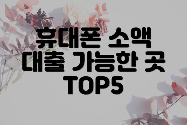 휴대폰 소액 대출 가능한 곳 TOP5