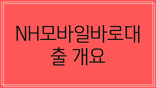 NH모바일바로대출 개요