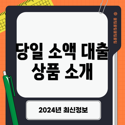 당일 소액 대출 상품 소개