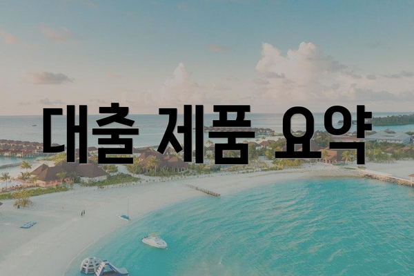 대출 제품 요약