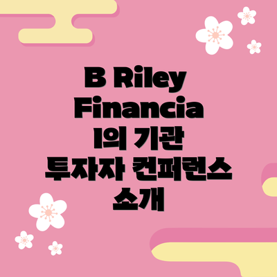 B Riley Financial의 기관 투자자 컨퍼런스 소개
