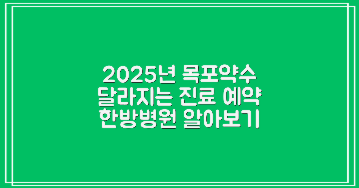 2025년, 목포약수한방병원 예약 및 진료, 어떻게 달라질까요?