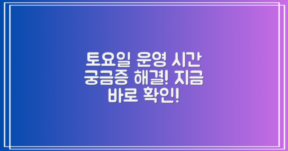 토요일 운영 시간, 궁금증을 해소해 드립니다!